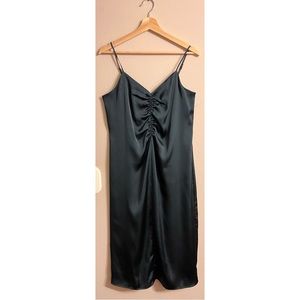 Express Dark Emerald Green Satin Slip Dress